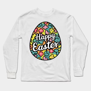 Happy Easter Bunny And Cat And Dog Mom Dad Boys Girls kids Long Sleeve T-Shirt